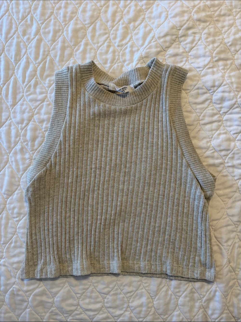 Project Social T Ribbed Cropped Tank Top in Light Gray